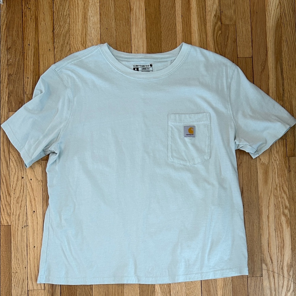 Carhartt women’s. Cropped Pocket Tee in Pale Blue